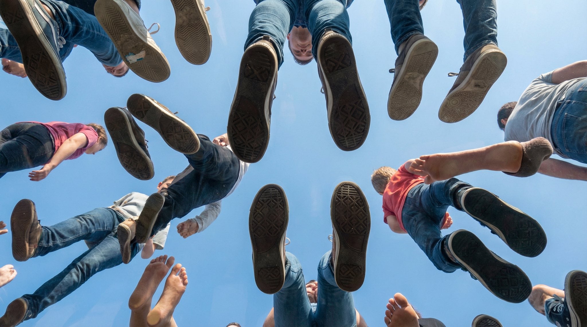 Photography AI image prompt preview: View from under a plane of completely transparent plexiglass (image 3)