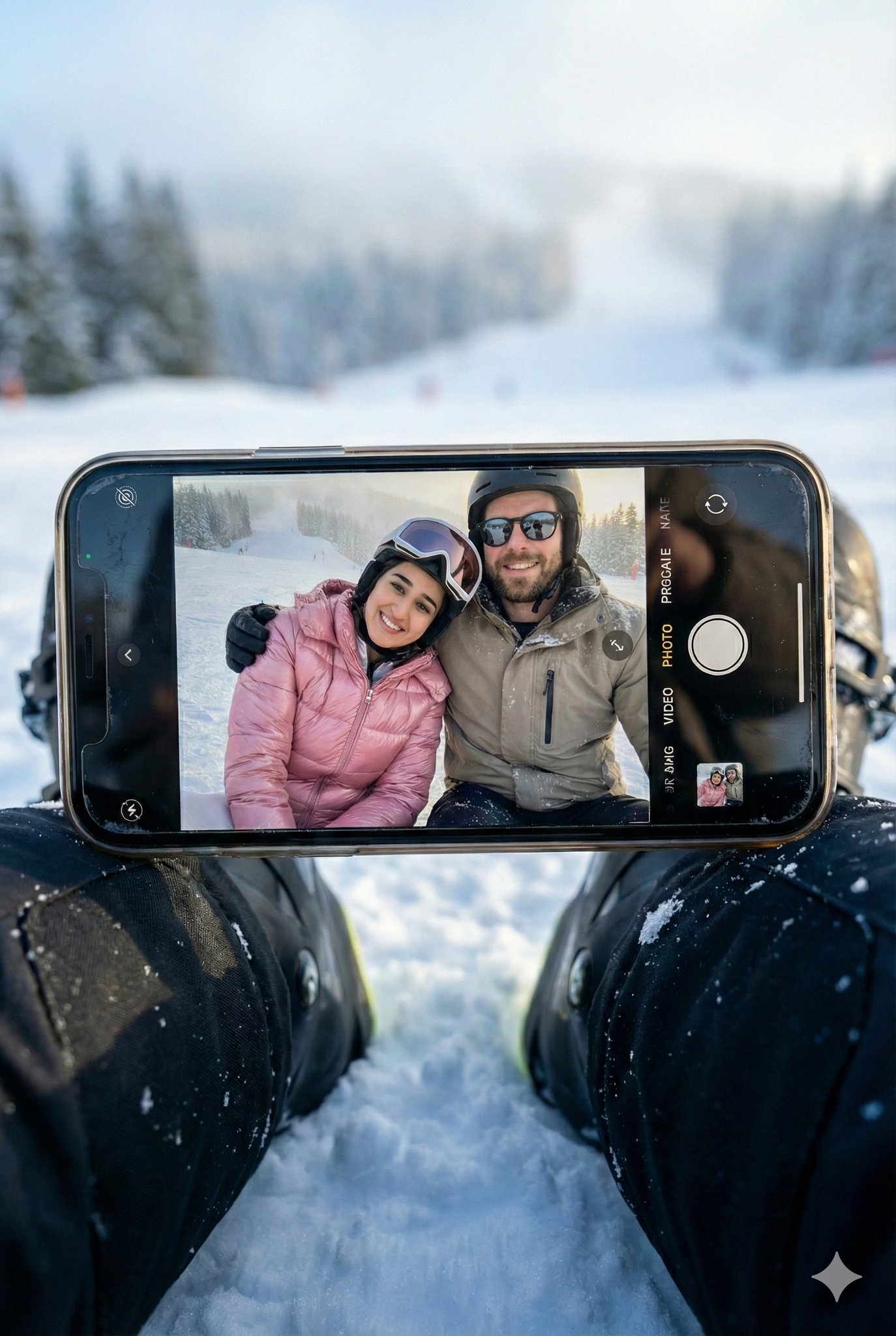 Photography AI image prompt preview: Create a hyper-realistic winter scene in a vertical 3:4 aspect ratio with cinematic realism and natural (image 2)