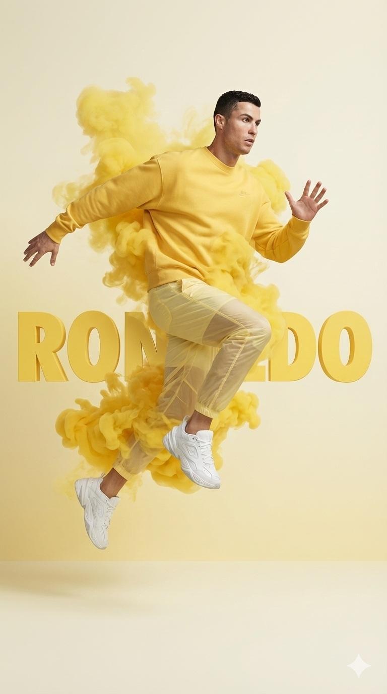 Photography AI image prompt preview: A hyper-realistic studio photograph of a male athlete mid-air as if running or jumping, wearing a pastel (image 2)