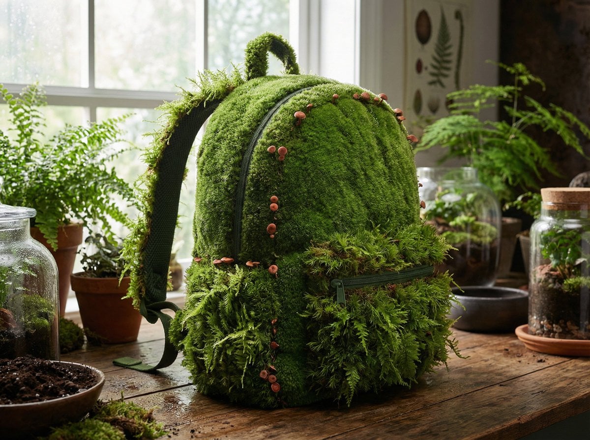 Illustration AI image prompt preview: A [PRODUCT] rendered as if entirely grown from living moss, perfectly maintaining product form while being (image 2)
