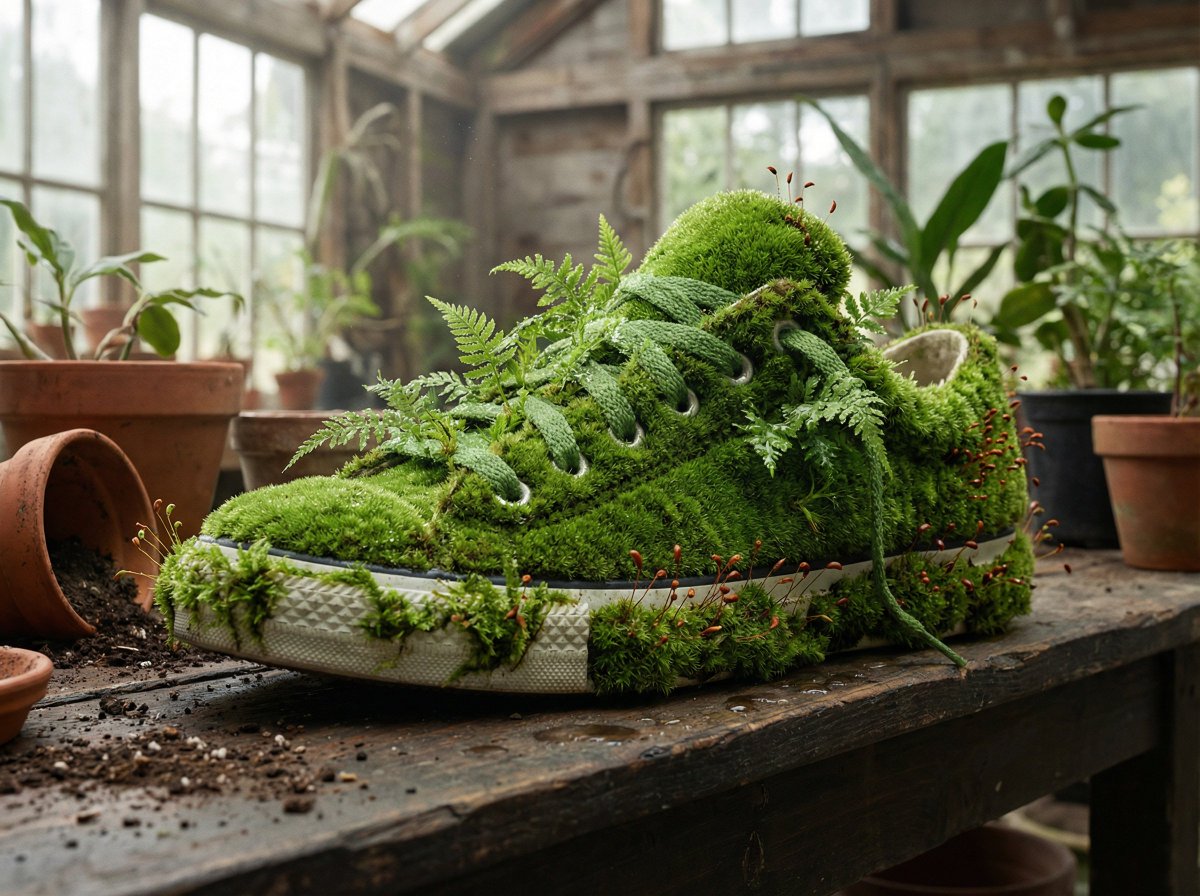 Illustration AI image prompt preview: A [PRODUCT] rendered as if entirely grown from living moss, perfectly maintaining product form while being (image 3)