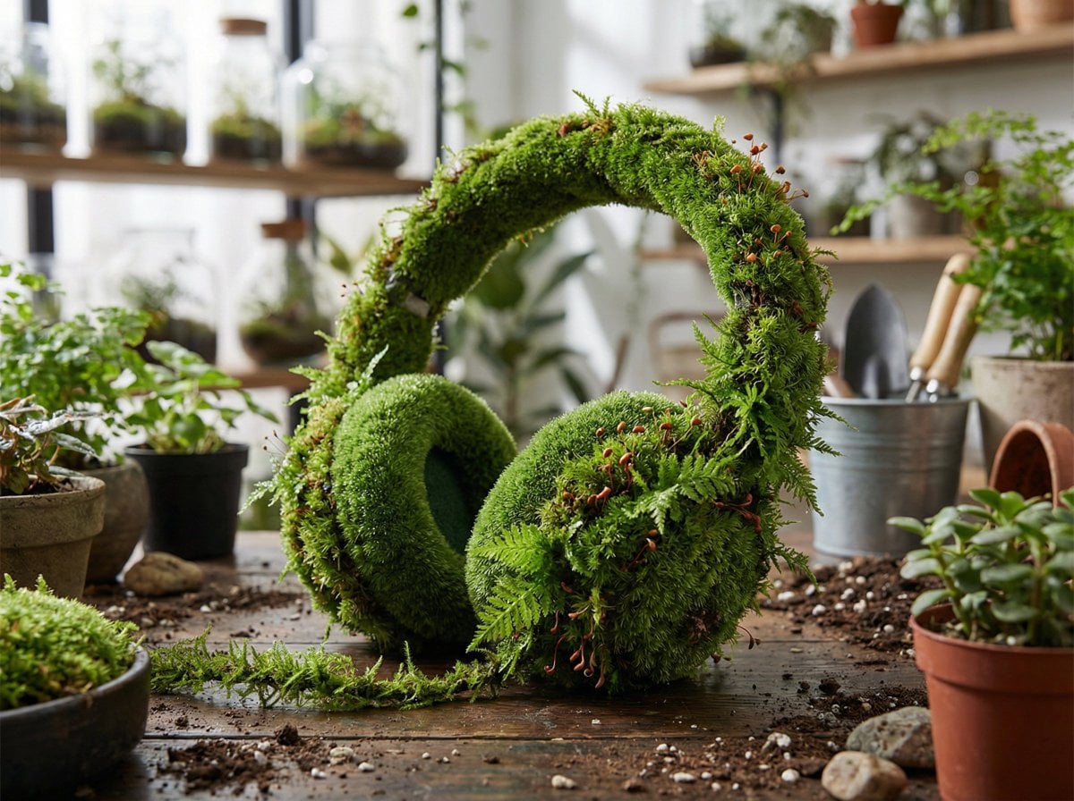 Illustration AI image prompt preview: A [PRODUCT] rendered as if entirely grown from living moss, perfectly maintaining product form while being (image 4)