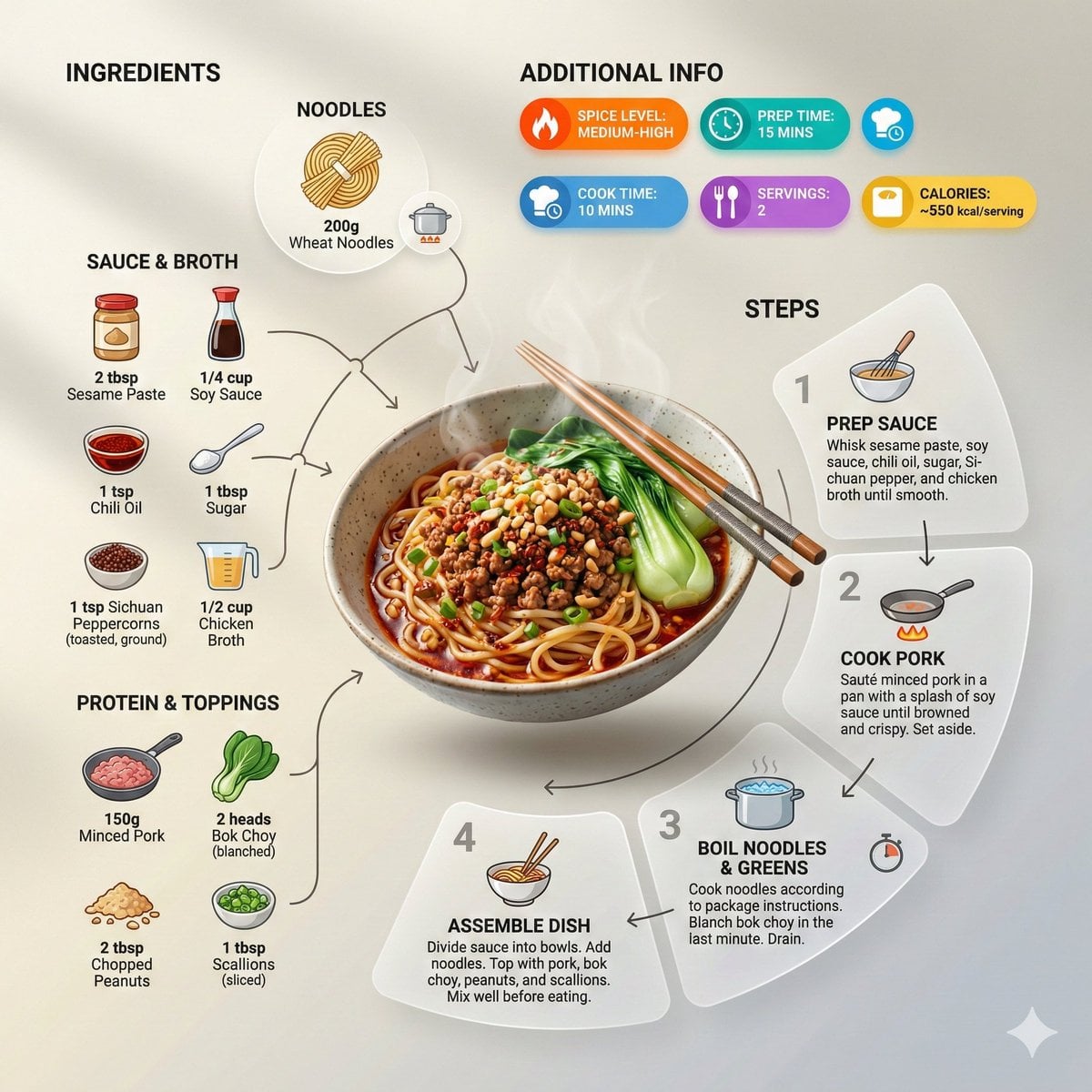 Photography AI image prompt preview: Ultra-clean modern recipe infographic