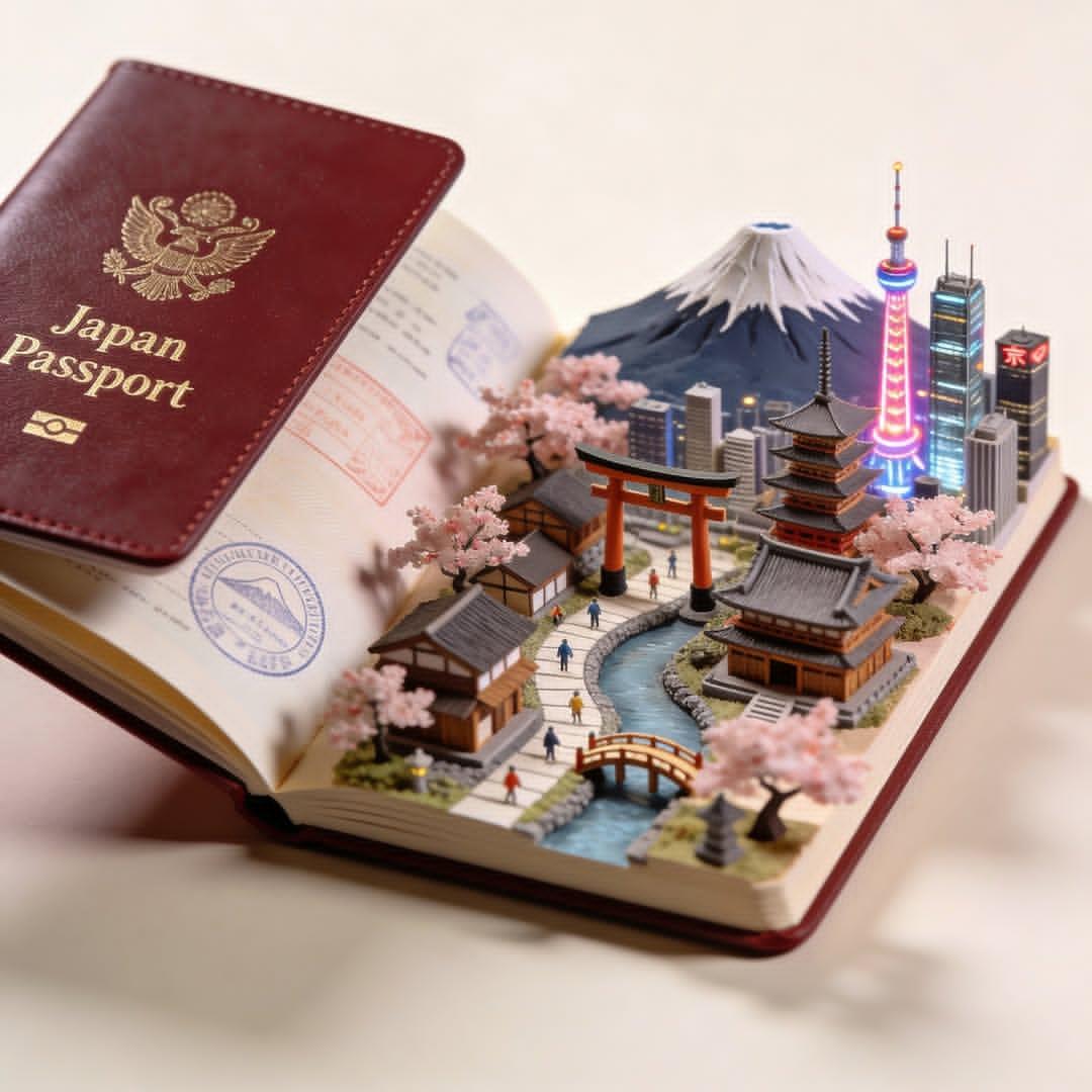 Illustration AI image prompt preview: Hyper-realistic open [COUNTRY] passport on a studio surface, with gold-embossed “[Official Passport Name]” (image 2)