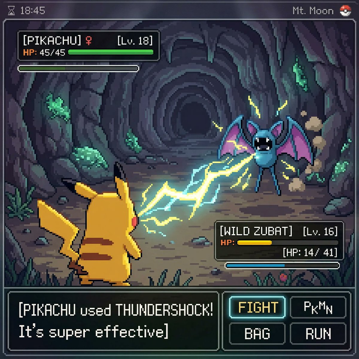 Illustration AI image prompt preview: inspired by a classic pokemon gameboy screenshot but it's highly detailed beautiful pixel art, include cool (image 3)