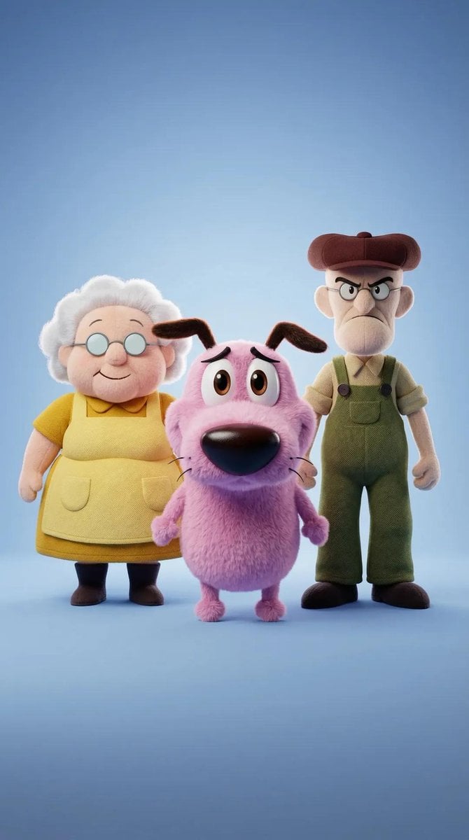 Illustration AI image prompt preview: Ultra-detailed 3D plush cartoon character, inspired by classic animated TV style, standing in center frame, (image 2)