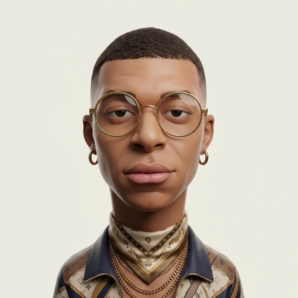 Illustration AI image prompt preview: Create an exaggerated stylized 3D caricature character portrait with strong intentional deformation and a (image 3)