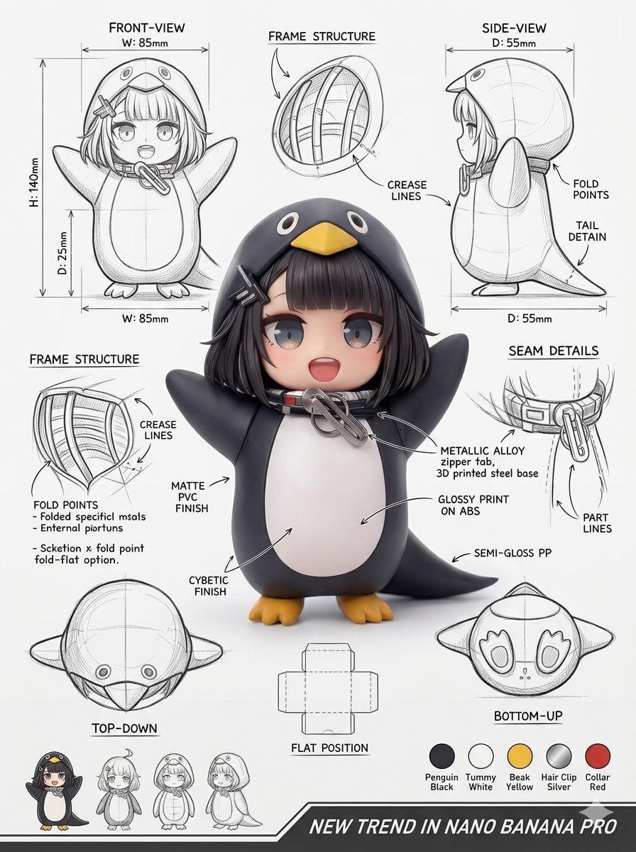 Illustration AI image prompt preview: Using the attached image, create an illustration sheet of professional industrial design packaging for the