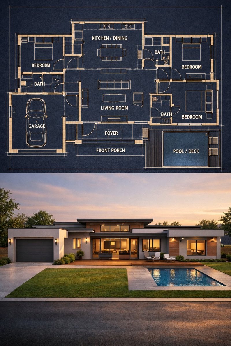Photography AI image prompt preview: dark luxury blueprint (similar to reference image 2) (image 2)