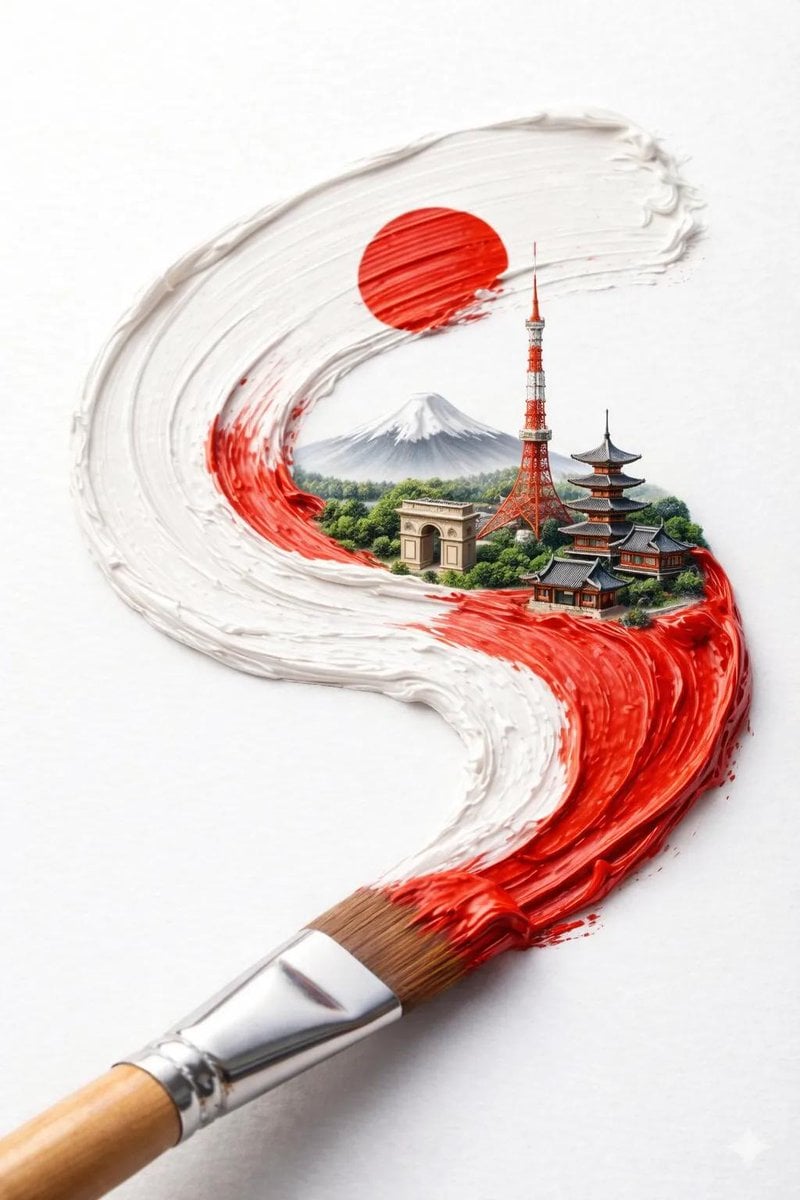 Text / Typography AI image prompt preview: A hyper-realistic macro shot of a paintbrush creating a thick textured paint stroke on a clean white (image 3)