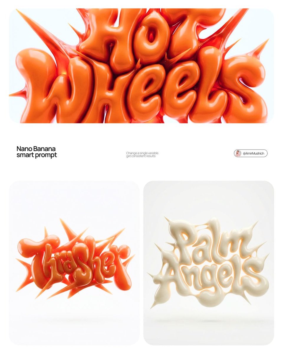 Photography AI image prompt preview: [BRAND NAME] | [COLOR] Act as a 3D Type Designer and CGI Artist working at the intersection of streetwear