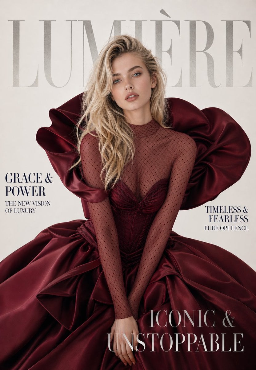 Photography AI image prompt preview: A luxury high-fashion magazine cover