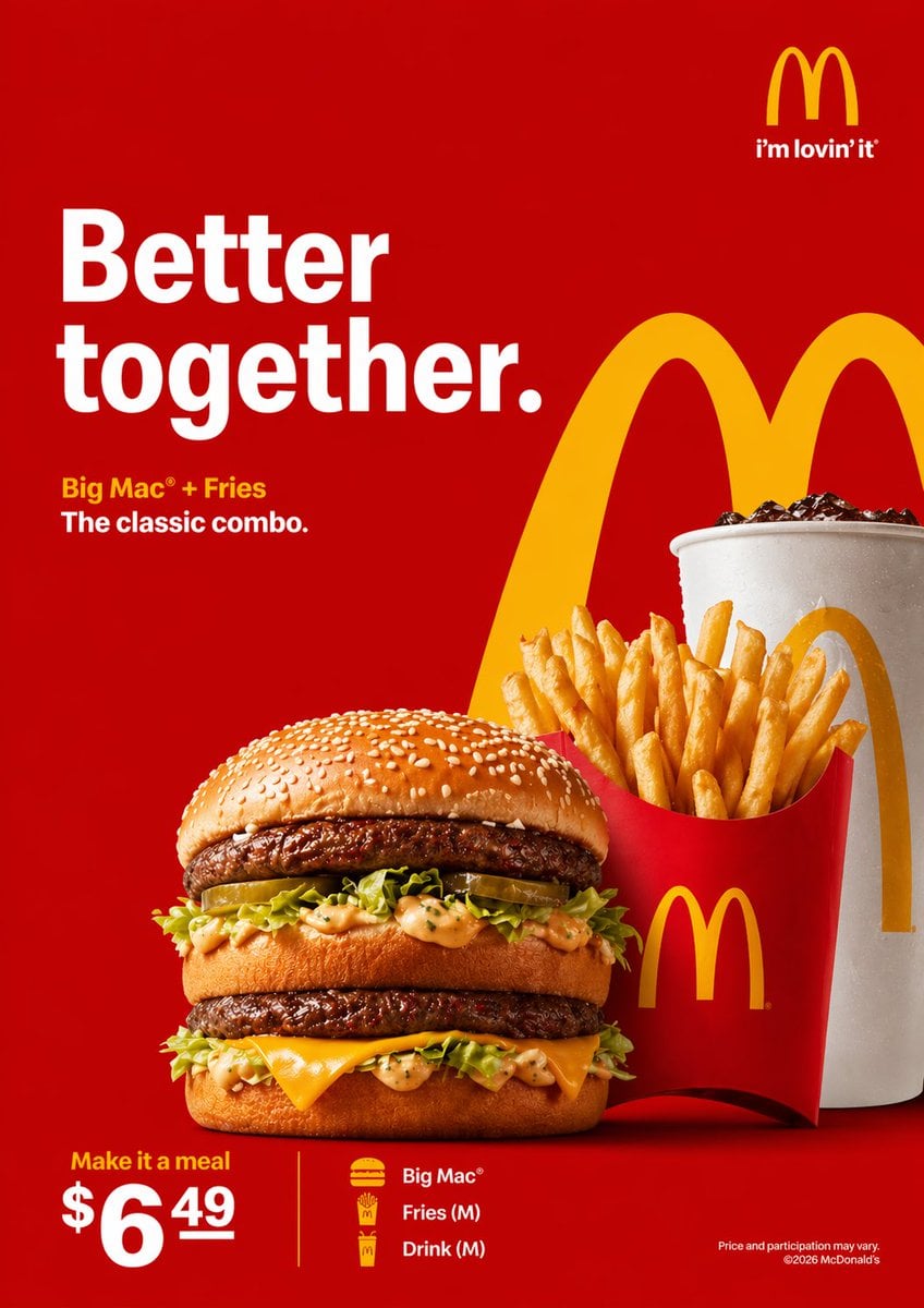 Food / Drink AI image prompt preview: Create a clean, high-quality McDonald’s advertisement