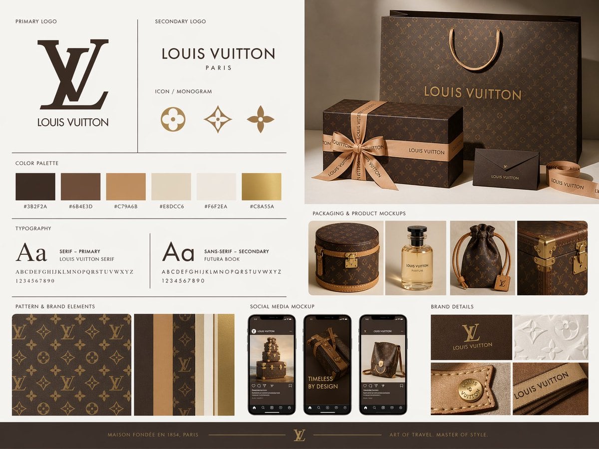 Product AI image prompt preview: Create a premium brand kit board for [BRAND NAME], presented like a professional branding studio slide (image 3)