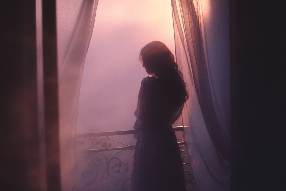 Photography AI image prompt preview: A soft-focus dream photograph of a [subject] in a [setting], seen through translucent fabric and (image 4)