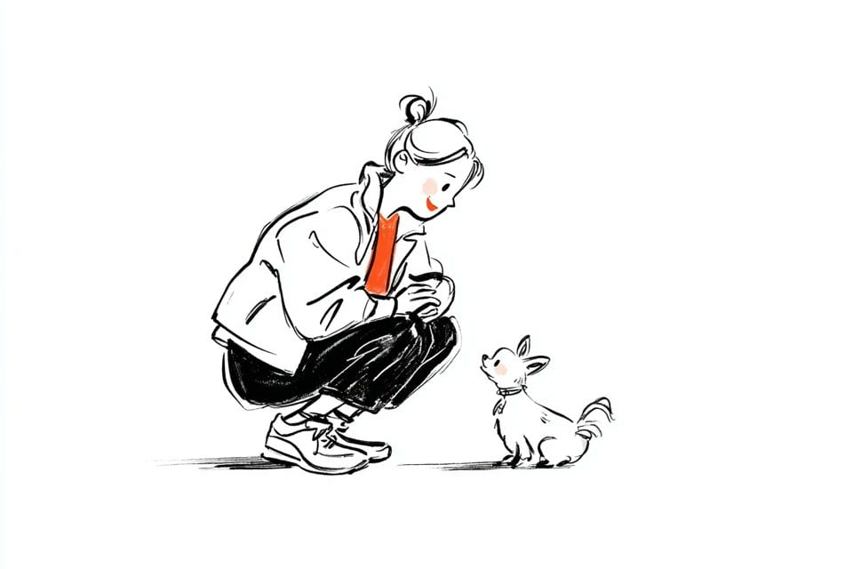 Illustration AI image prompt preview: A simple illustration of a [subject] in [outfit], [doing action], with a [facial expression] expression, in (image 2)