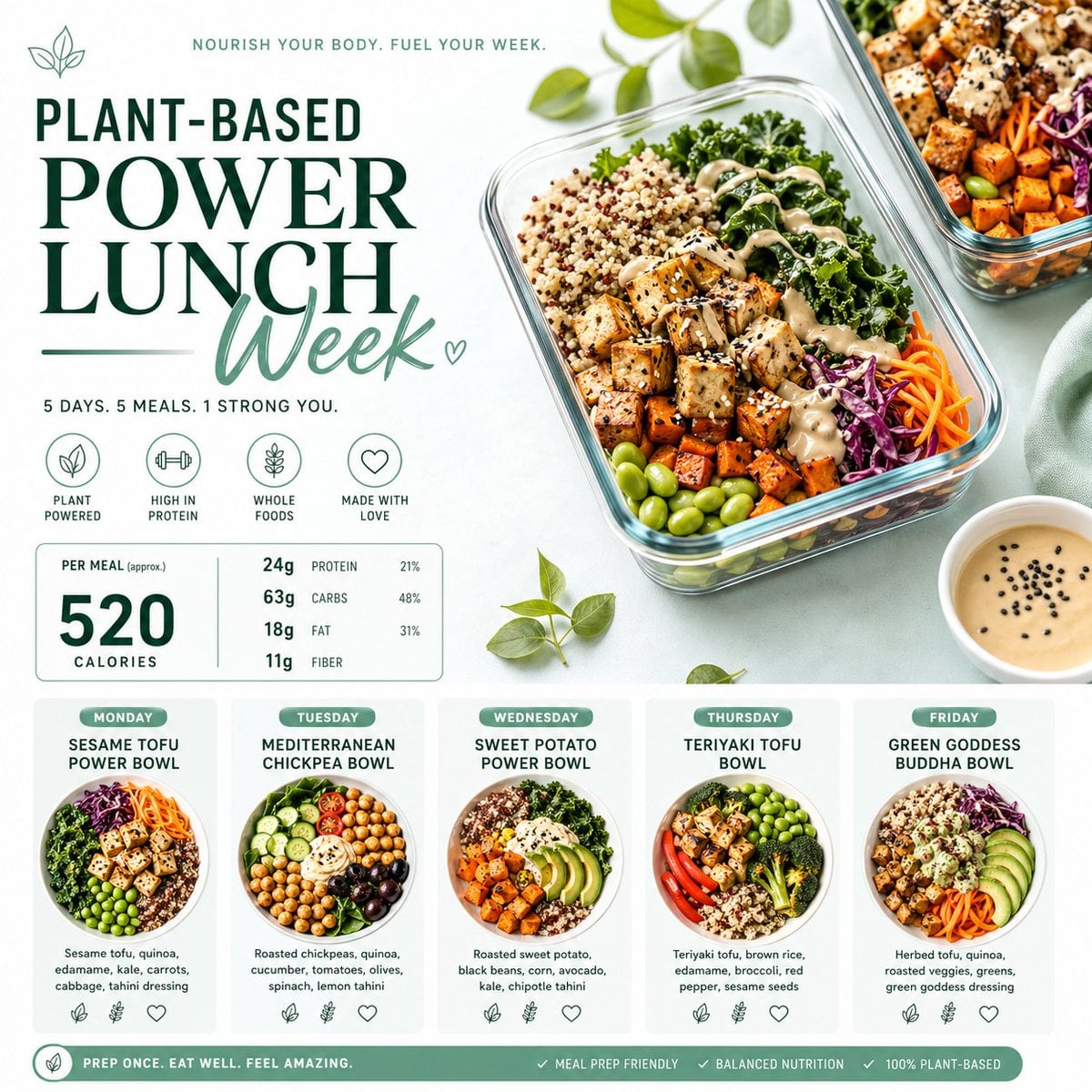 Minimalism AI image prompt preview: Clean & appetizing meal prep layouts Design a minimalist healthy meal prep poster for [MEAL PLAN], with (image 2)
