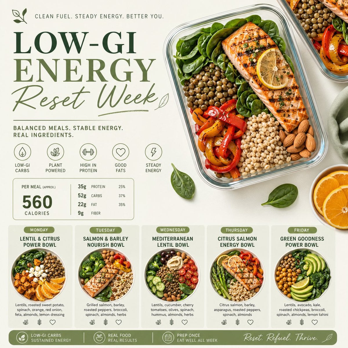 Minimalism AI image prompt preview: Clean & appetizing meal prep layouts Design a minimalist healthy meal prep poster for [MEAL PLAN], with (image 4)