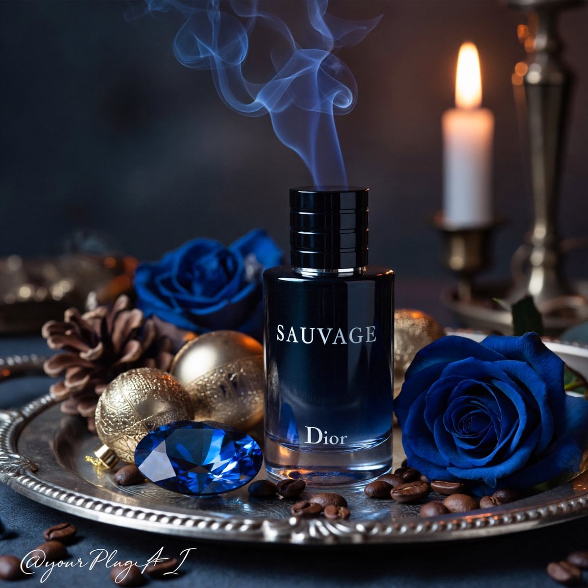 Photography AI image prompt preview: Create a hyper-realistic cinematic luxury perfume product photograph featuring [PERFUME BOTTLE DESIGN] (image 3)