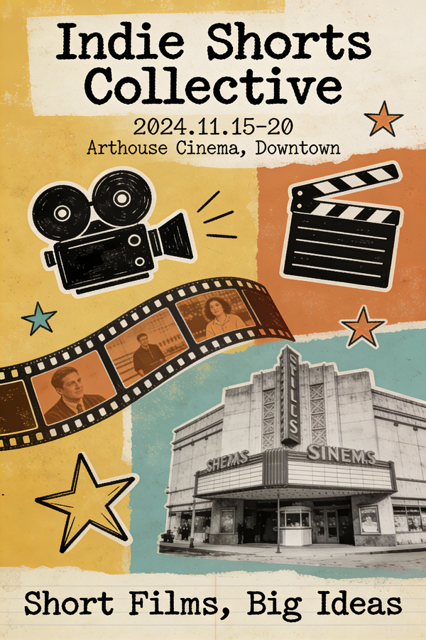 Photography AI image prompt preview: A quirky and independent-style poster for a short film festival