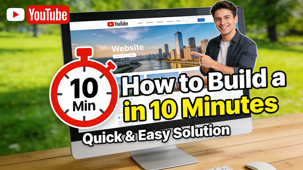 Video Thumbnail AI image prompt preview: A thumbnail for a tutorial on “How to Build a Website in 10 Minutes.” The image shows a computer screen