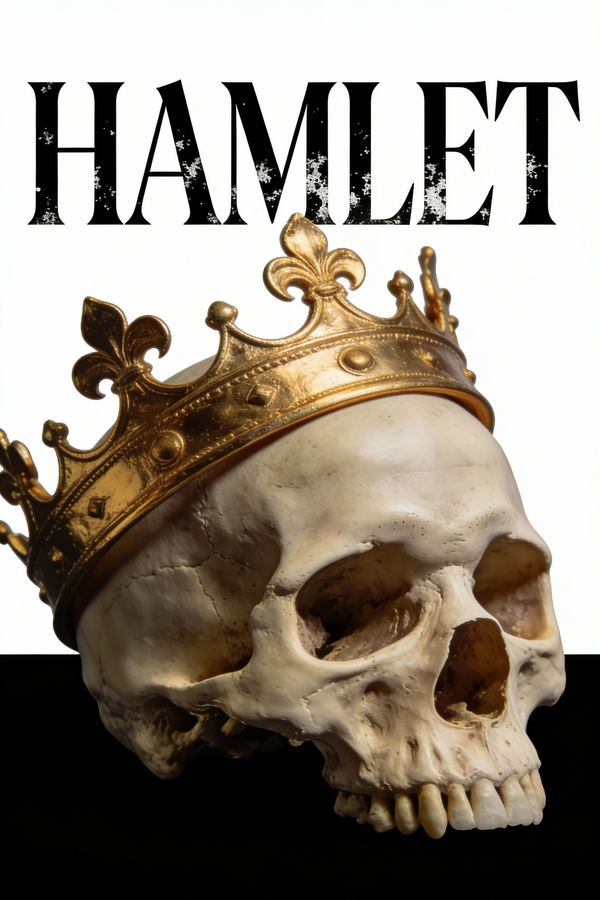 Minimalism AI image prompt preview: A dramatic and minimalist poster for a production of Shakespeare’s “Hamlet”