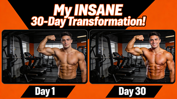 Video Thumbnail AI image prompt preview: A thumbnail for a “30-Day Fitness Challenge” results video